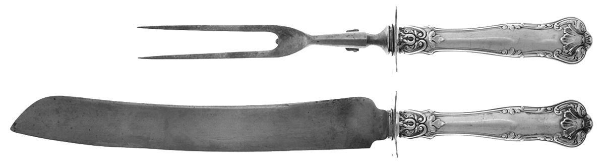 Regent (Silverplate, 1902-1903) Large 2-Piece Roast Carving Set w/Stainless Blade by Gorham Silver-1