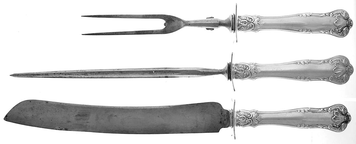 Regent (Silverplate, 1902-1903) Large 3-Piece Roast Carving Set w/ Stainless Blade by Gorham Silver-1