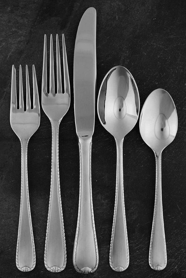 Ribbon Edge Satin (Stainless) 5 Piece Place Setting by Gorham Silver-1