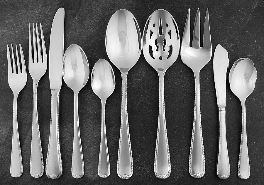 Ribbon Edge Satin (Stainless) 45 Piece Starter Set by Gorham Silver-1