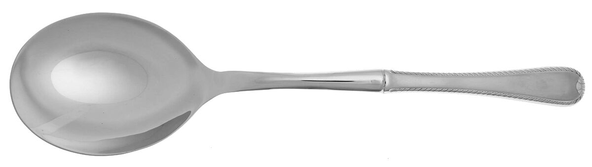 Ribbon Edge Satin (Stainless) Casserole Spoon with Smooth Stainless Bowl HC by Gorham Silver-1