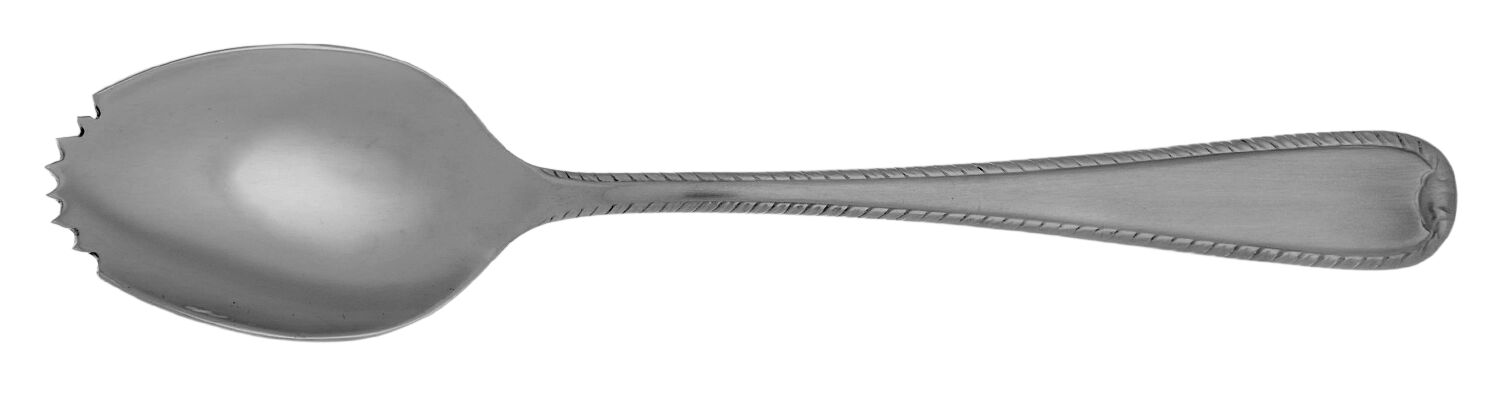 Ribbon Edge Satin (Stainless) Fruit/Orange Spoon Individual, Serrated Bowl HC by Gorham Silver-1