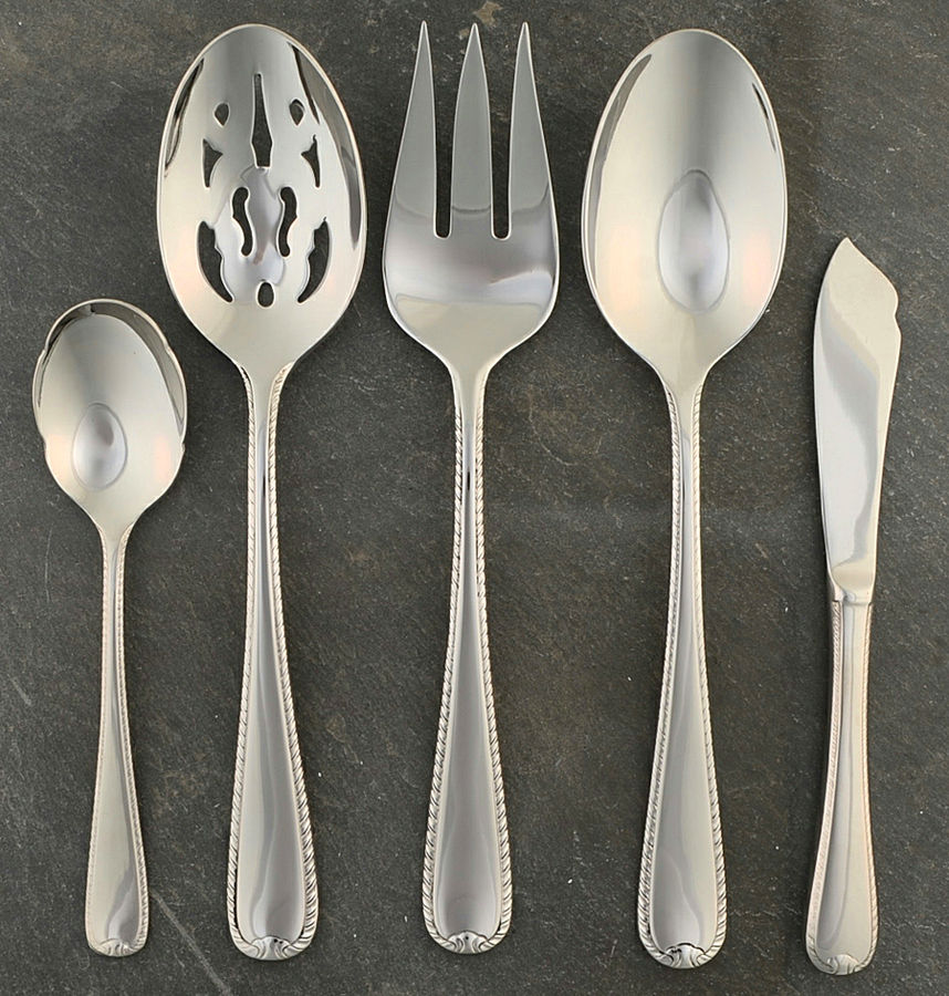 Ribbon Edge II (Stainless) 5 Piece Hostess Set by Gorham Silver-1