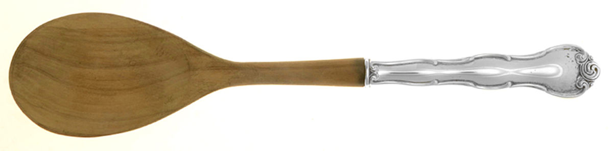 Rondo (Sterling, 1951, No Monograms) Salad Serving Spoon Wooden Bowl by Gorham Silver-1