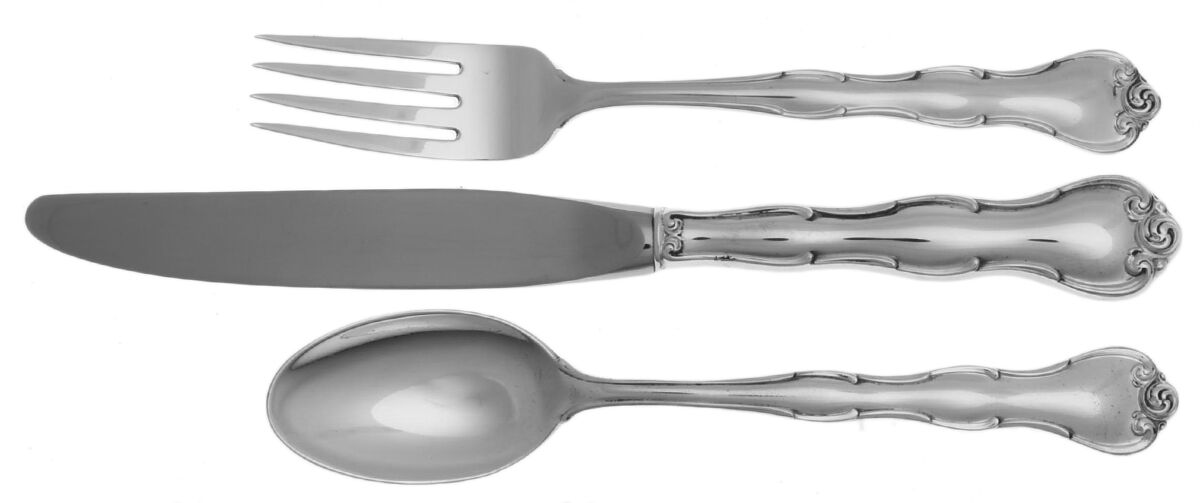 Rondo (Sterling, 1951, No Monograms) 3-Piece Youth Set (Knife, Fork & 5 O'Clock Spoon) by Gorham Silver-1