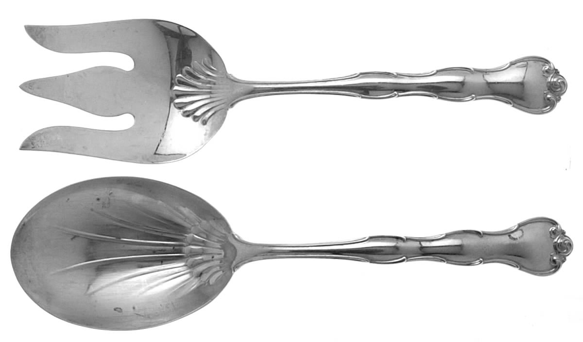 Rondo (Sterling, 1951, No Monograms) (2 Pc) Solid Salad Set by Gorham Silver-1