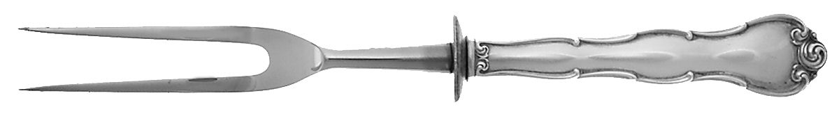 Rondo (Sterling, 1951, No Monograms) Large Stainless-Prong Roast Carving Fork by Gorham Silver-1