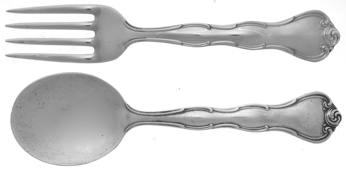 Rondo (Sterling, 1951, No Monograms) 2 Pc Baby Set (BF, BS) by Gorham Silver-1