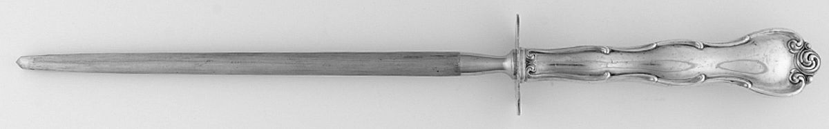 Rondo (Sterling, 1951, No Monograms) Large Roast Steel Rod Knife Sharpener by Gorham Silver-1