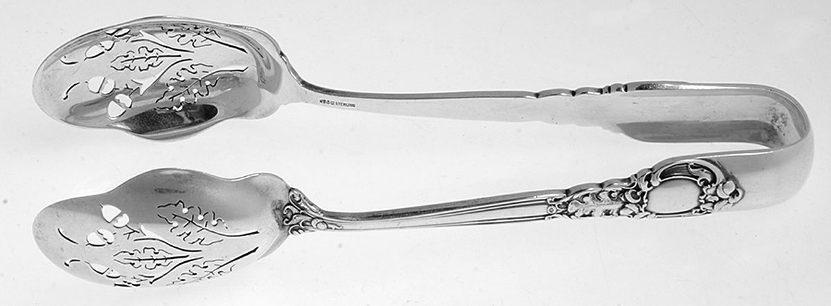 Royal Oak (Sterling, 1902, No Monograms) Large Ice Serving Tongs by Gorham Silver-1