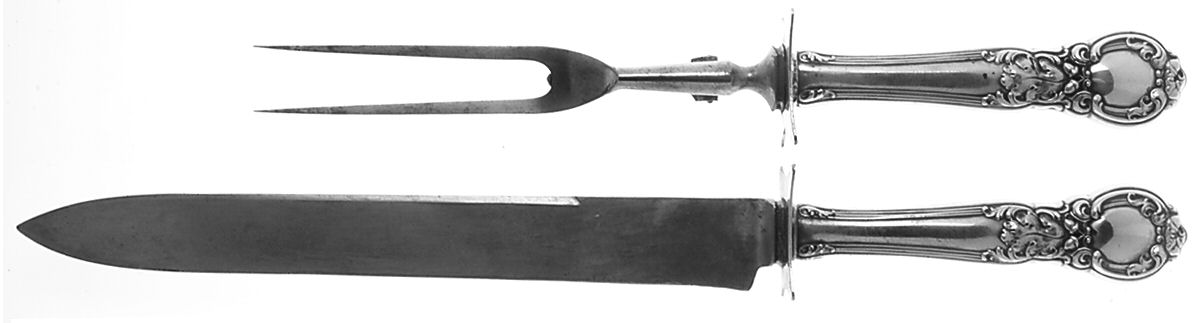 Royal Oak (Sterling, 1902, No Monograms) Large 2-Piece Roast Carving Set w/ Stainless Blade by Gorham Silver-1