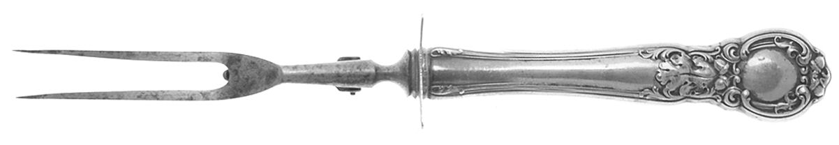 Royal Oak (Sterling, 1902, No Monograms) Large Stainless-Prong Roast Carving Fork by Gorham Silver-1