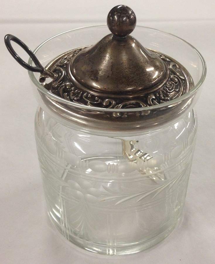 Rose Scroll (Sterling, Hollowware) Crystal Jam Jar & Silver Lid by Gorham Silver-1