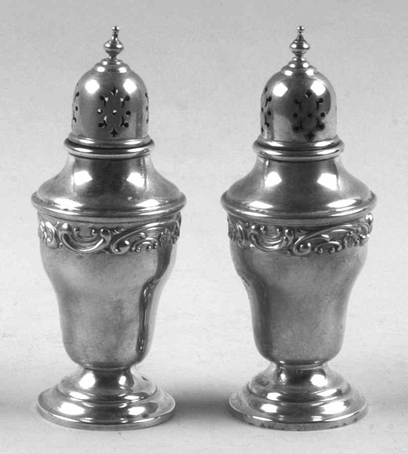 Rose Scroll (Sterling, Hollowware) Salt and Pepper Set by Gorham Silver-1
