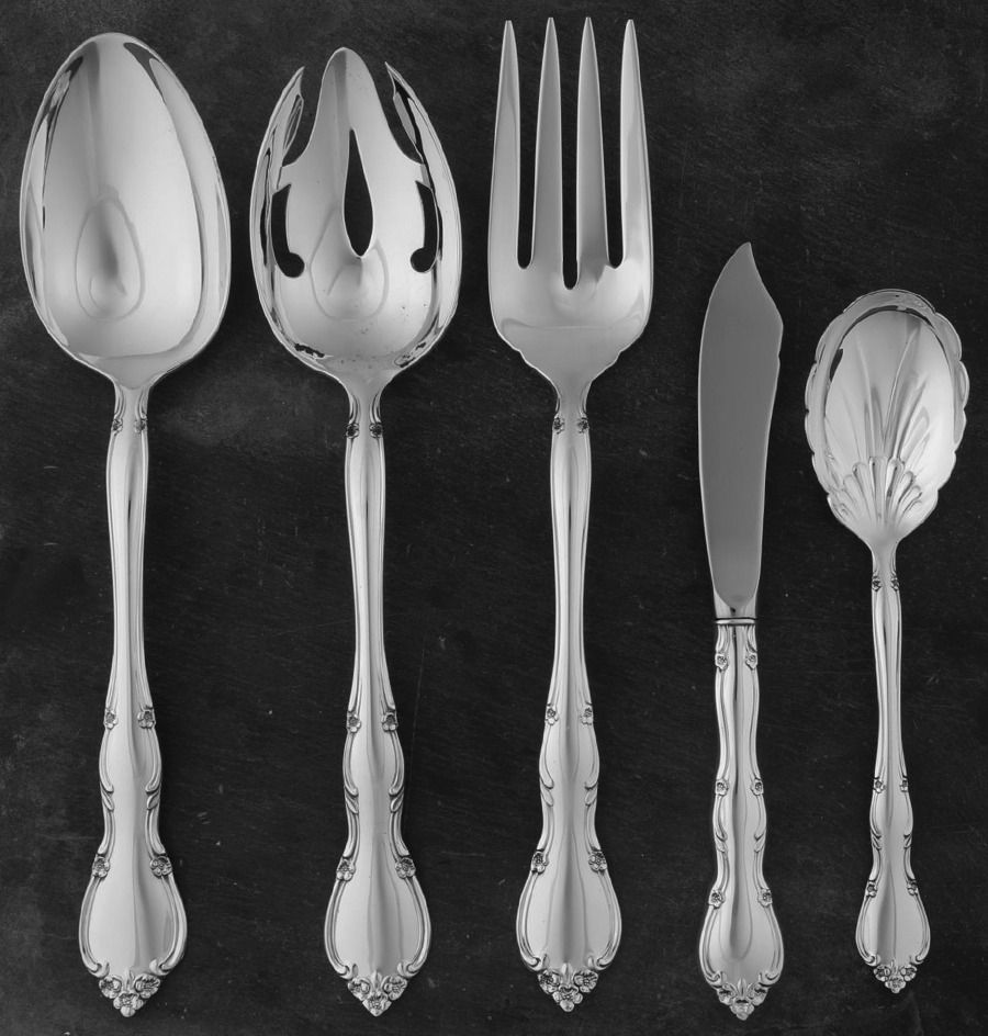 Rose Tiara (Sterling, 1963) 5 Piece Hostess Set by Gorham Silver-1