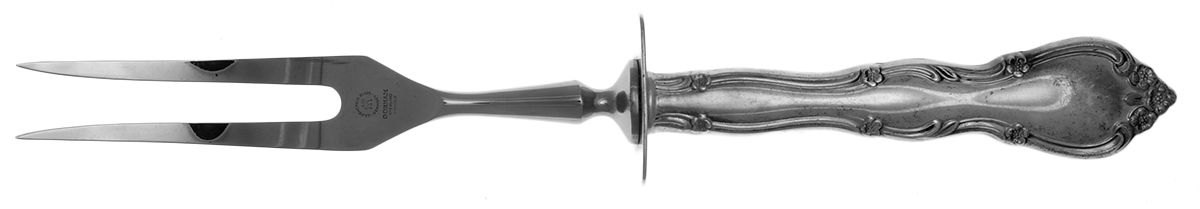 Rose Tiara (Sterling, 1963) Small Steak Carving Fork with Stainless Prongs by Gorham Silver-1