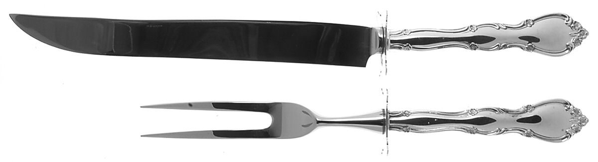 Rose Tiara (Sterling, 1963) Large 2-Piece Roast Carving Set w/ Stainless Blade by Gorham Silver-1