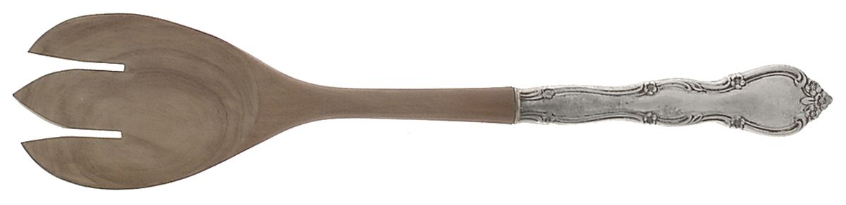 Rose Tiara (Sterling, 1963) Salad Serving Fork with Wooden Prongs by Gorham Silver-1