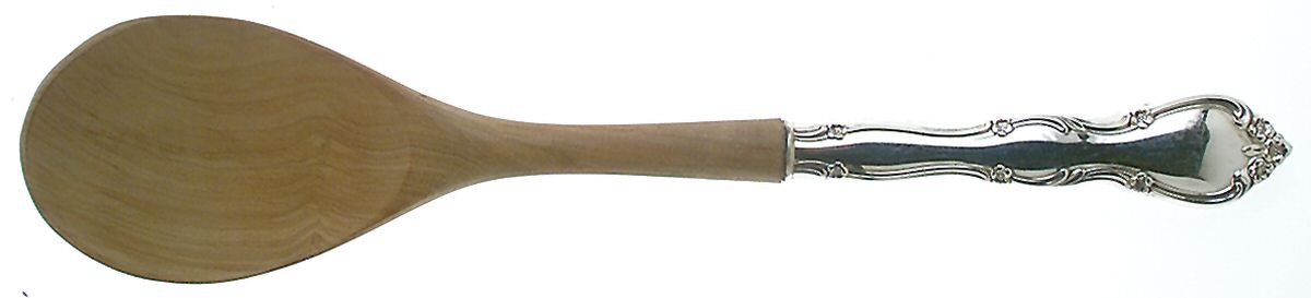 Rose Tiara (Sterling, 1963) Salad Serving Spoon with Wooden Bowl by Gorham Silver-1