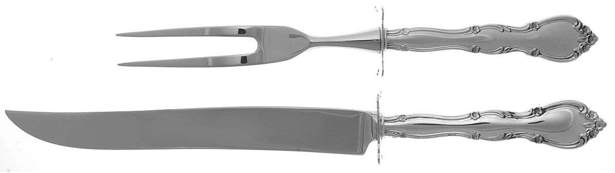 Rose Tiara (Sterling, 1963) Large 2-Piece Roast Carving Set w/Stainless Blade by Gorham Silver-1