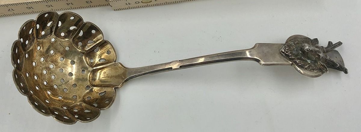 Saxon Stag (Coin, 1855) Small Sugar Sifter by Gorham Silver-1