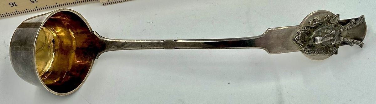 Saxon Stag (Coin, 1855) Long Devonshire Cream Ladle by Gorham Silver-1