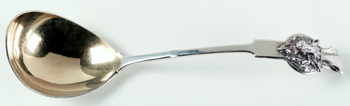 Saxon Stag (Coin, 1855) Solid Gravy Ladle by Gorham Silver-1