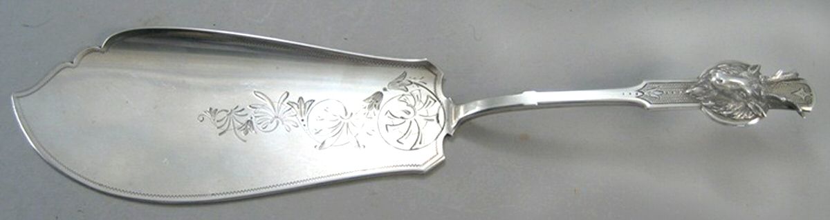 Saxon Stag (Coin, 1855) Large Solid Fish Serving Knife by Gorham Silver-1