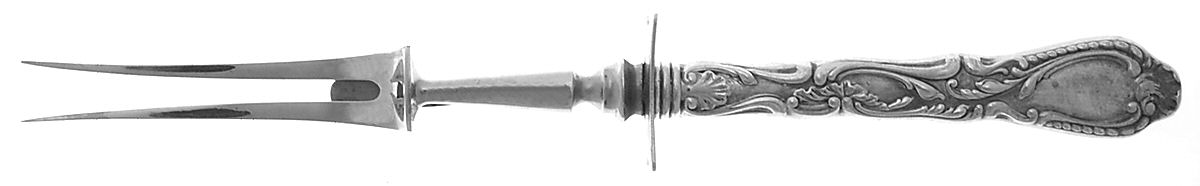 Saxony (Silverplate, 1891, No Monograms) Large Stainless-Prong Roast Carving Fork by Gorham Silver-1