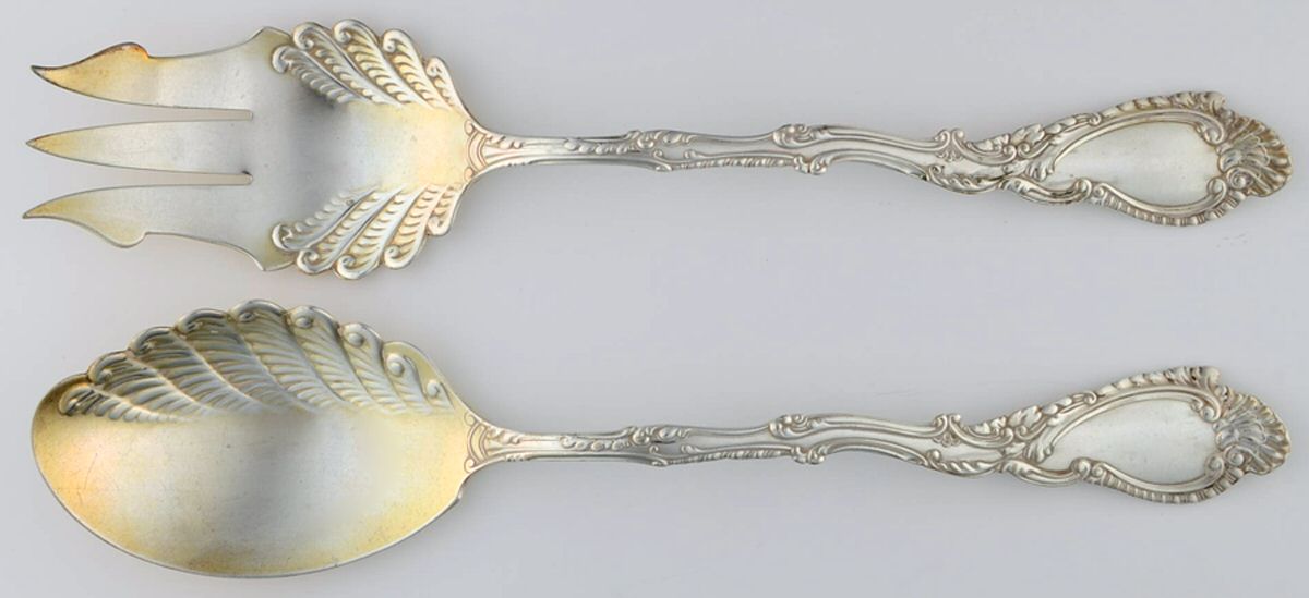 Saxony (Silverplate, 1891, No Monograms) (2 Pc) Solid Salad Set by Gorham Silver-1