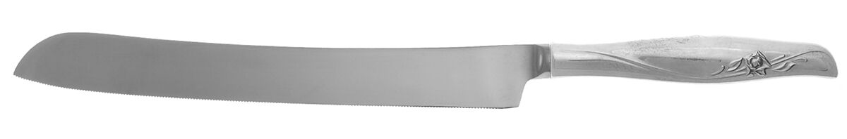 Sea Rose (Sterling, 1958, No Monograms) Wedding Cake Knife with Stainless Blade HC by Gorham Silver-1