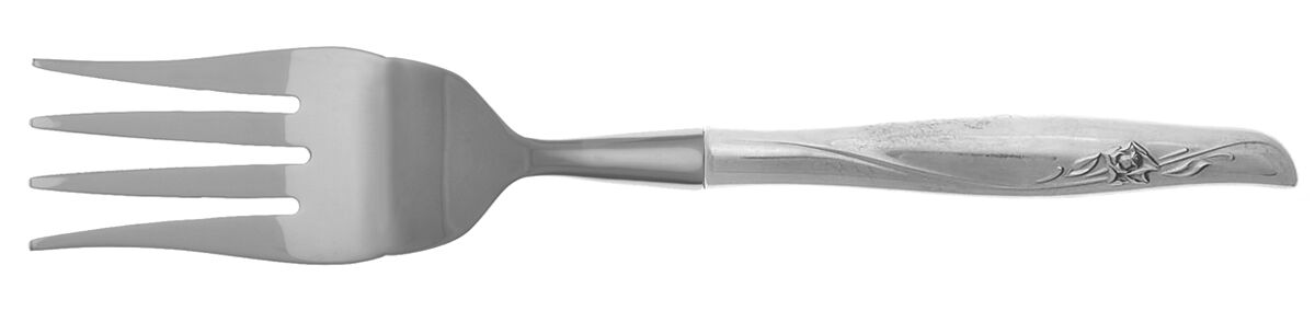 Sea Rose (Sterling, 1958, No Monograms) Cold Meat Fork Large, Stainless Tines HC by Gorham Silver-1