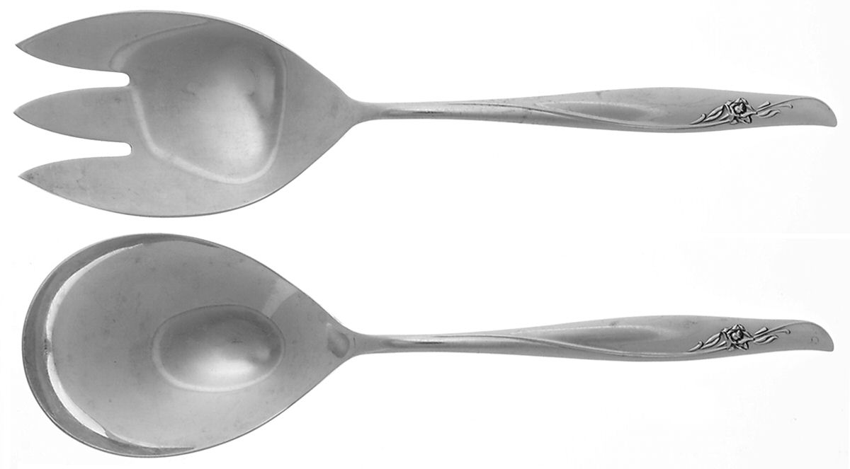 Sea Rose (Sterling, 1958, No Monograms) (2 Pc) Solid Salad Set by Gorham Silver-1