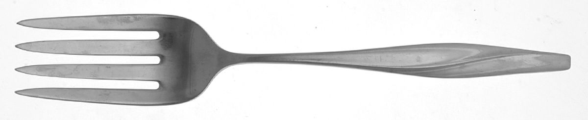 Sea Wave (Stainless, Stegor) Medium Solid Cold Meat Serving Fork by Gorham Silver-1