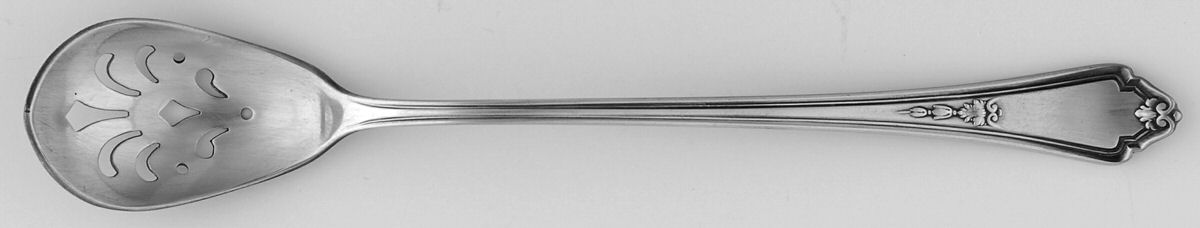 Shelburne (Silverplate, 1914) Pierced Bowl Short Handle Olive Spoon by Gorham Silver-1
