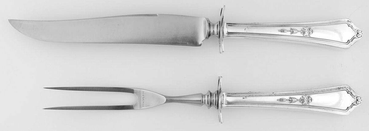 Shelburne (Silverplate, 1914) Small Stainless Blade 2-Piece Steak Carving Set by Gorham Silver-1