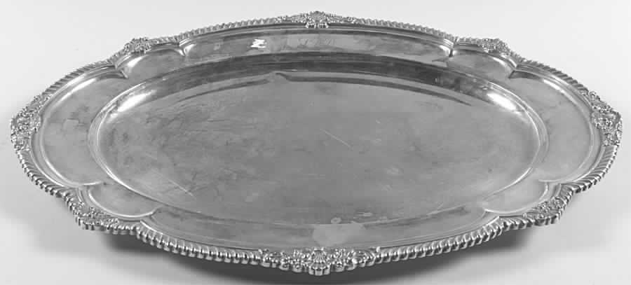 Shell & Gadroon (Silverplate, Hollowware) Large Plated Meat Platter No Well by Gorham Silver-1