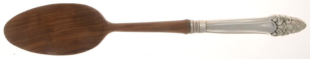 Sovereign-Old (Sterling, 1941, Old)  Salad Serving Spoon with Wooden Bowl by Gorham Silver-1