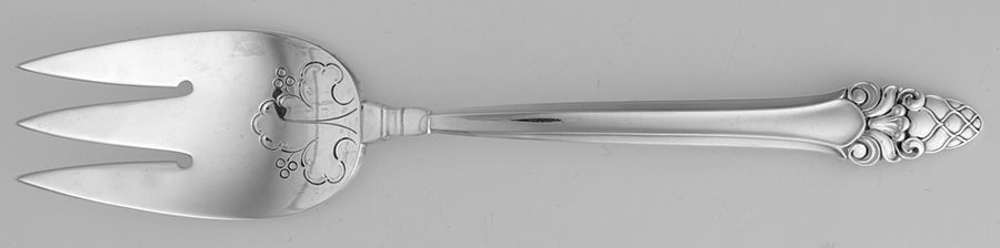 Sovereign-Old (Sterling, 1941, Old)  Cold Meat Serving Fork Medium Bright Cut by Gorham Silver-1