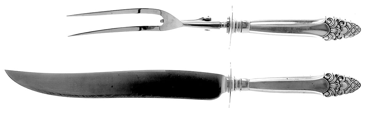 Sovereign-Old (Sterling, 1941, Old)  (2 Pc)Carving Set-Lg Stnbl/Roast w/Sterling Guard by Gorham Silver-1