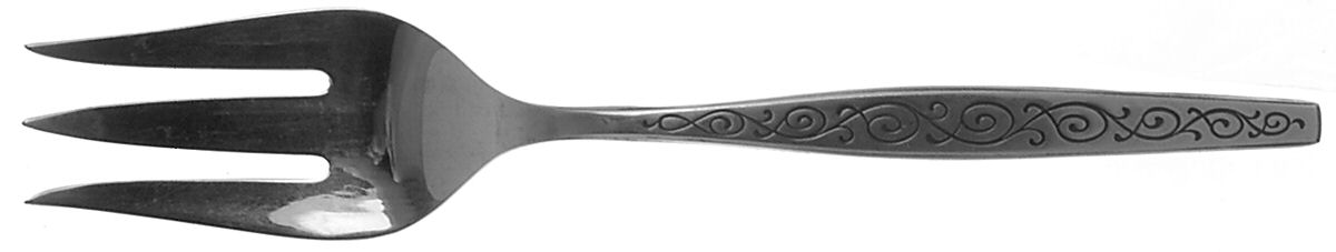 Spanish Scroll (Stainless) Medium Solid Cold Meat Serving Fork by Gorham Silver-1