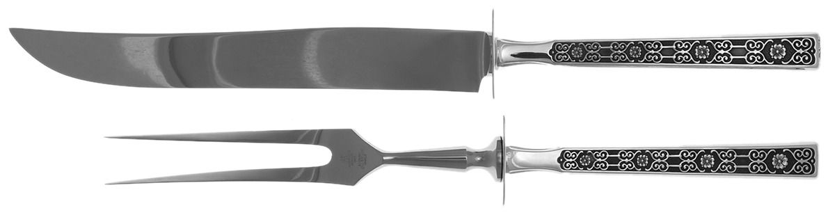 Spanish Tracery (Sterling, 1970) Large 2-Piece Roast Carving Set w/Stainless Blade by Gorham Silver-1