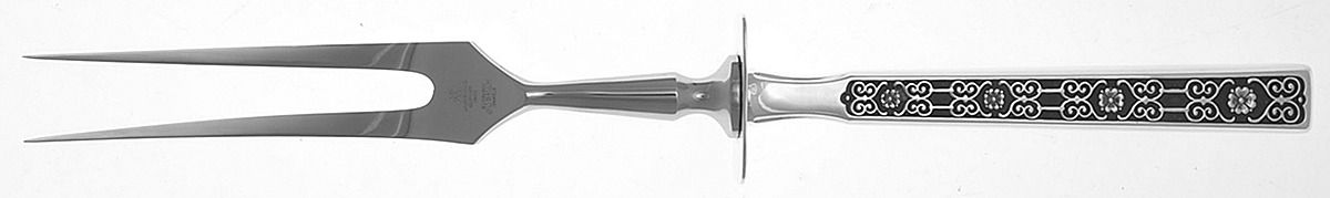 Spanish Tracery (Sterling, 1970) Large Stainless-Prong Roast Carving Fork by Gorham Silver-1