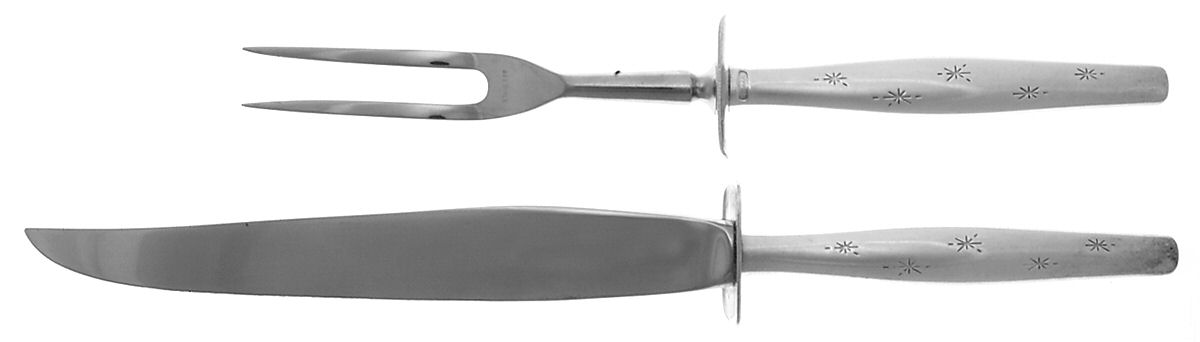 Stardust (Sterling, 1957) (2 Pc)Carving Set-Lg Stnbl/Roast w/Sterling Guard by Gorham Silver-1
