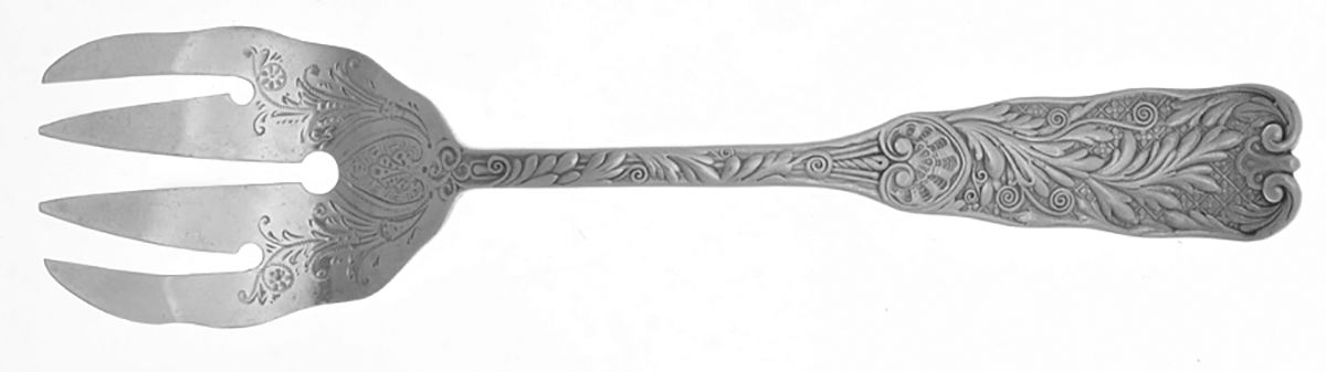 St. Cloud (Sterling, 1885) Sardine Serving Fork Tined Large Bright Cut by Gorham Silver-1