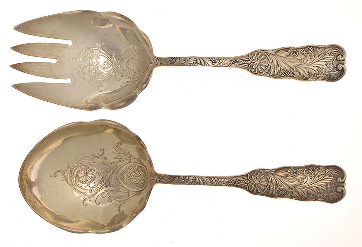 St. Cloud (Sterling, 1885) 2 Pc Bright Cut Vegetable Serving Set by Gorham Silver-1