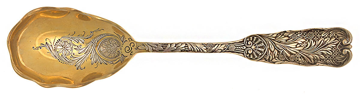 St. Cloud (Sterling, 1885) Salad Serving Spoon, Bright Cut Solid Piece by Gorham Silver-1