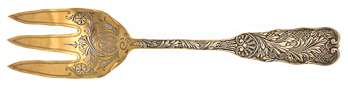 St. Cloud (Sterling, 1885) Salad Serving Fork, Bright Cut Solid Piece by Gorham Silver-1