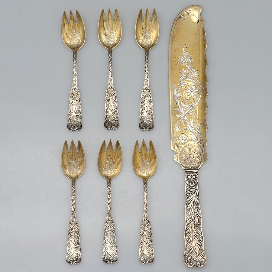 St. Cloud (Sterling, 1885) 7-Piece Bright Cut Ice Cream Set by Gorham Silver-1