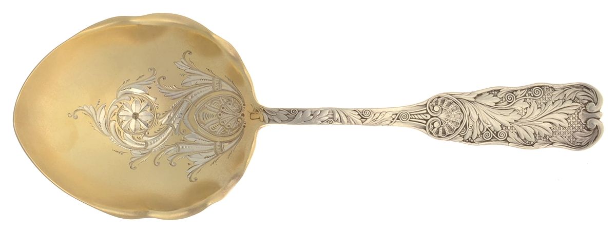 St. Cloud (Sterling, 1885) Solid Bright Cut Vegetable Serving Spoon by Gorham Silver-1
